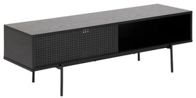 Fekete TV-állvány kőrisfa dekorral 140x45 cm Angus – Actona