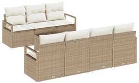 vidaXL Kerti Kanapé Szett párnával tárolóval 8 pcs Beige és krém