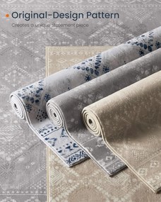 Szőnyeg, 120 x 170 cm-es csúszásmentes szőnyeg, boho stílusú, cappuccino bézs