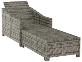 Szürke polyrattan napozóágy sötétszürke párnával