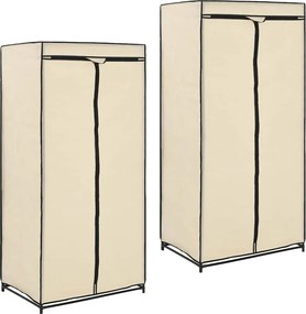 vidaXL 2 db krémszínű ruhásszekrény 75 x 50 x 160 cm