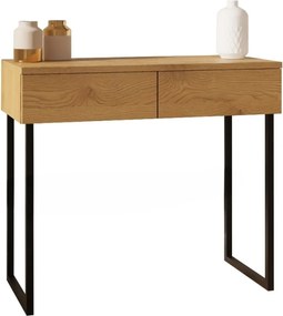 Fésülködőasztal, lábas komód két fiókkal, naptölgy, 100 cm széles