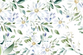 Fotótapéta Flizelina Akvarell Virágok Kék Ágak Levelek 312x219 ragasztó