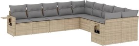 vidaXL 10 részes bézs polyrattan kerti ülőgarnitúra párnával