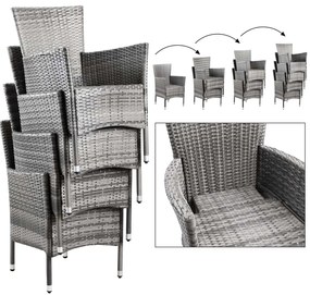 Casaria® Kerti rattan garnitúra Bali 1+8 - szürke/antracit