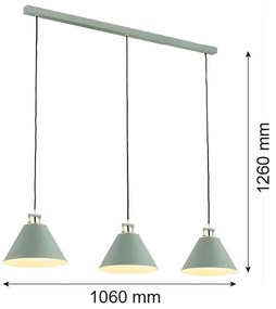 Argon 6177 - Csillár zsinóron ORTE 3xE27/15W/230V zöld