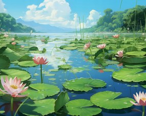 Poszter 76x60,5cm Idilli liliom tó