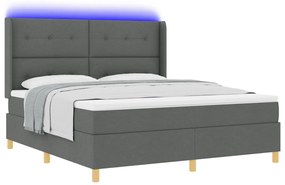 Boxspring Ágy Matrac LED-del Sötétszürke 180x200 cm Szövet