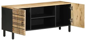 fekete tömör nyers mangófa TV-szekrény 105 x 33,5 x 46 cm