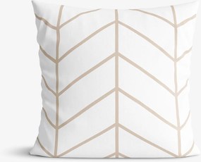 Goldea pamut párnahuzat - bézs cikkcakk fehéren 40 x 40 cm