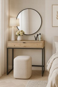 Fésülködőasztal fiókkal 80x50x76 cm fekete lábak tölgy artisan