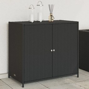 fekete polyrattan kerti tárolószekrény 83 x 45 x 76 cm