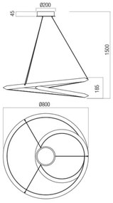 Redo 01-3376 - LED dimmelhető csillár kábelen STORM LED/60W/230V átm. 80 cm fehér