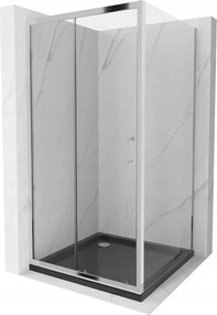 Mexen Apia zuhanykabin tolóajtóval 90 (ajtó) x 90 (fali) cm, 5mm átlátszó üveg, króm profil + fekete zuhanytálca króm szifonnal, 840-090-090-01-00-40…