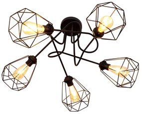 Felületre szerelhető csillár KARO 5xE27/15W/230V fekete