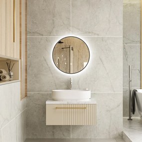 Erga Olivia, kerek LED tükör 50cm, fekete fém keret, 1150 lm, 6500K, elölről megvilágított, ERG-V01-202-5050-BK