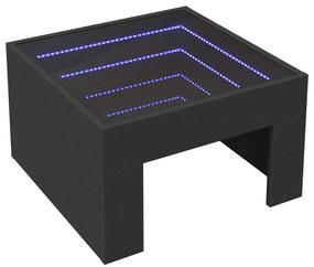 Fekete végtelen hatású LED-es dohányzóasztal 50 x 50 x 30 cm