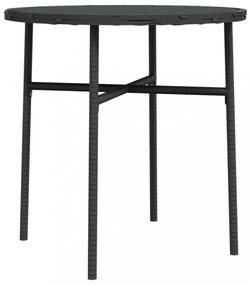 fekete polyrattan teázóasztal 45 cm
