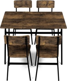 Étkezőgarnitúra 4 székkel 110 × 70 × 76 cm MDF öreg fa AUT-O2155 OLW