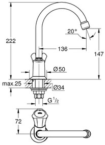 GROHE 20393001 - COSTA L álló csaptelep DN 15, fényes króm