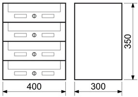 Postafiók készlet BK 02, 4 postaláda, ezüst
