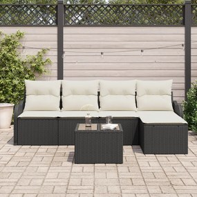 5 Darabos Kerti Kanapé Szett Párnákkal Barna Poly Rattan, 2 Személyes Kerti Kanapé Tárolóval és Párnákkal Fekete Poly Rattan