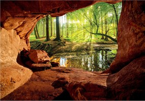 Fotótapéta Barlang Erdő Nap vinil 416x254 +ragasztó