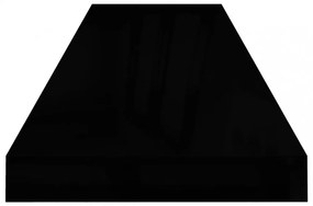 4 db magasfényű fekete MDF fali polc 90 x 23,5 x 3,8 cm