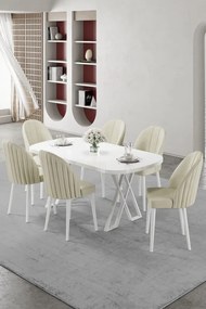 Kaye étkezőgarnitúra, fehér-krém, 168 cm – TR240CHR2829