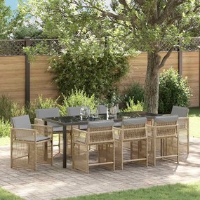 vidaXL Kert étkező szett 9 pcs Bézs polirattan