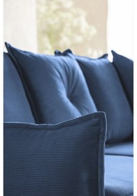 Sötétkék kordbársony kinyitható sarokkanapé (jobb oldali-U alakú) Lazy Lukka – Miuform