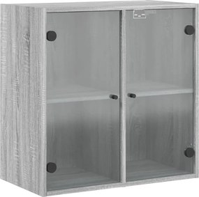 vidaXL szürke sonoma színű faliszekrény üvegajtókkal 68 x 37 x 68,5 cm