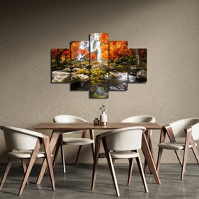 Kép - Vízesések őszi tájban, narancssárga (150x105 cm)