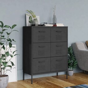 antracitszürke acél fiókos szekrény 80 x 35 x 101,5 cm