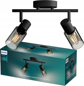 Mennyezeti lámpa Reflektor lámpatest 2x E14 fekete Palms Philips
