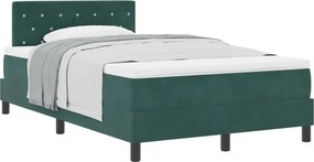 vidaXL Boxrugós ágy matracmal Sötétzöld 120 x 190 cm Bársony