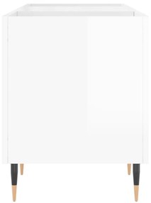 magasfényű fehér szerelt fa hanglemezszekrény 121x38x48 cm