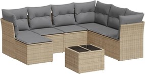 vidaXL 8 részes bézs polyrattan kerti ülőgarnitúra párnával