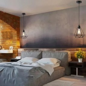 KÉSZLETKISÖPRÉS! Glimex Diamond drót búrás állítható függőlámpa fekete 1x E27