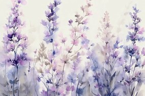 Fotótapéta Flizelina Akvarell Virágok Lila Levendula Kert 208x146 ragasztó