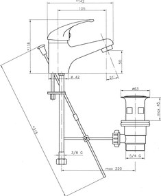 Novaservis Titania Iris mosdócsap lefolyóval, króm, 92001.0