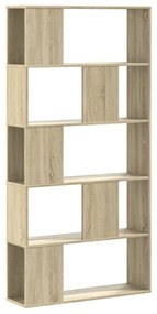 5 szintes sonoma tölgy színű fa könyvespolc 80,5x23,5x162,5 cm