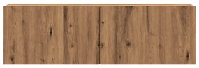 kézműves tölgy színű szerelt fa fali TV-szekrény 100x30x30 cm