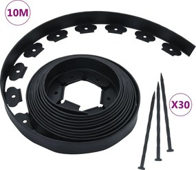 vidaXL 30 cövekes rugalmas gyepszegély 10 m 5 cm