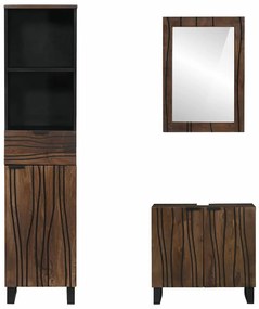 Fürdőszoba bútor szett fiókkal 3 pcs Dió barna 38 x 33 x 160 cm