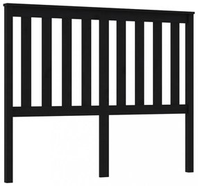 fekete tömör fenyőfa ágyfejtámla 126 x 6 x 101 cm