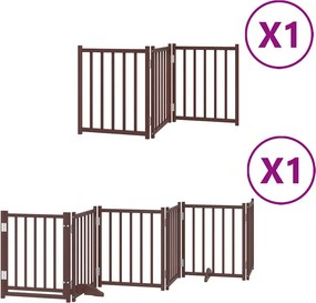vidaXL barna nyárfa 9 paneles összecsukható kutyakapu ajtóval 450 cm