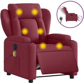 vidaXL bordó szövet elektromos dönthető masszázsfotel