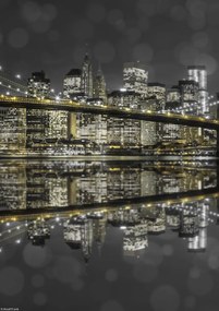 Poszter 21x29,7cm Brooklyn híd és Alsó-Manhattan panoráma alkonyatkor