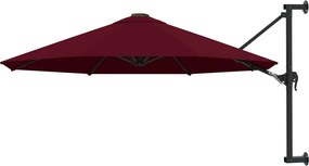 vidaXL burgundi vörös falra szerelhető napernyő fémrúddal 300 cm